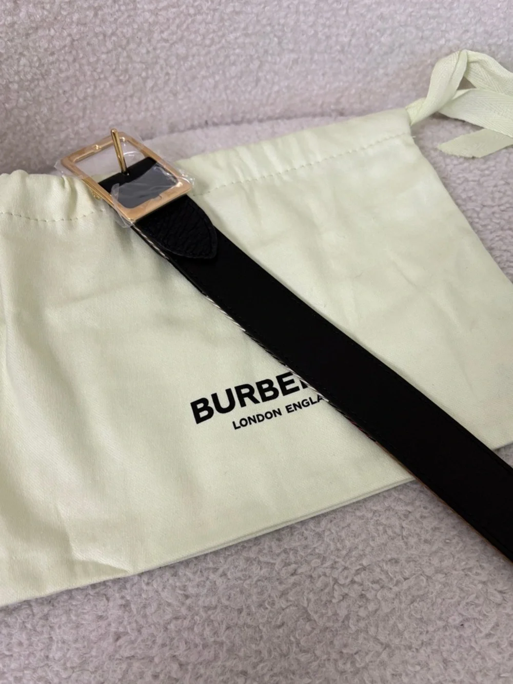 Burberry Classic Check Leather Belt in Beige/Black NEW 75cm